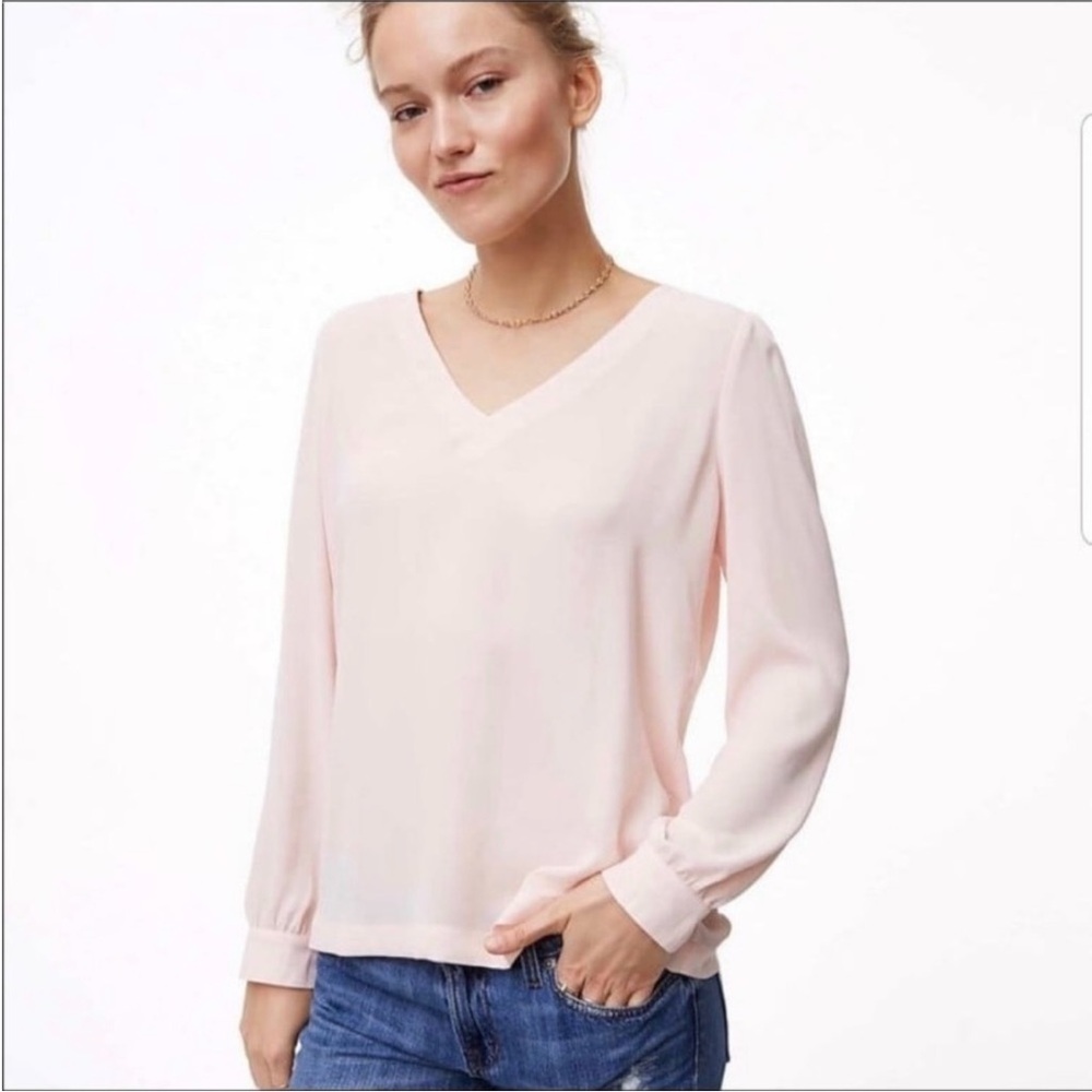 Women's V-Neck Blouse - Light Pink